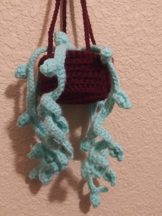 Crochet hanging plant for car